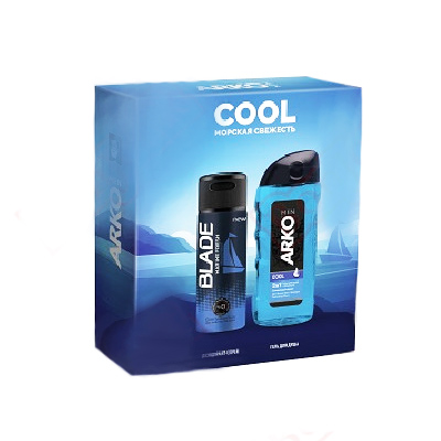 Набор муж АРКО гель д/душа Cool 260мл+BLADE дезодорант Marine Fresh 150мл/6